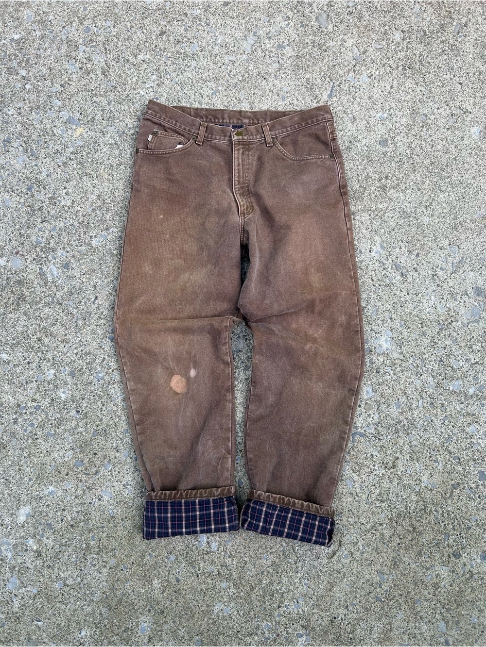 Vintage L.L beans Brown Pants with Plaid lining 35x34